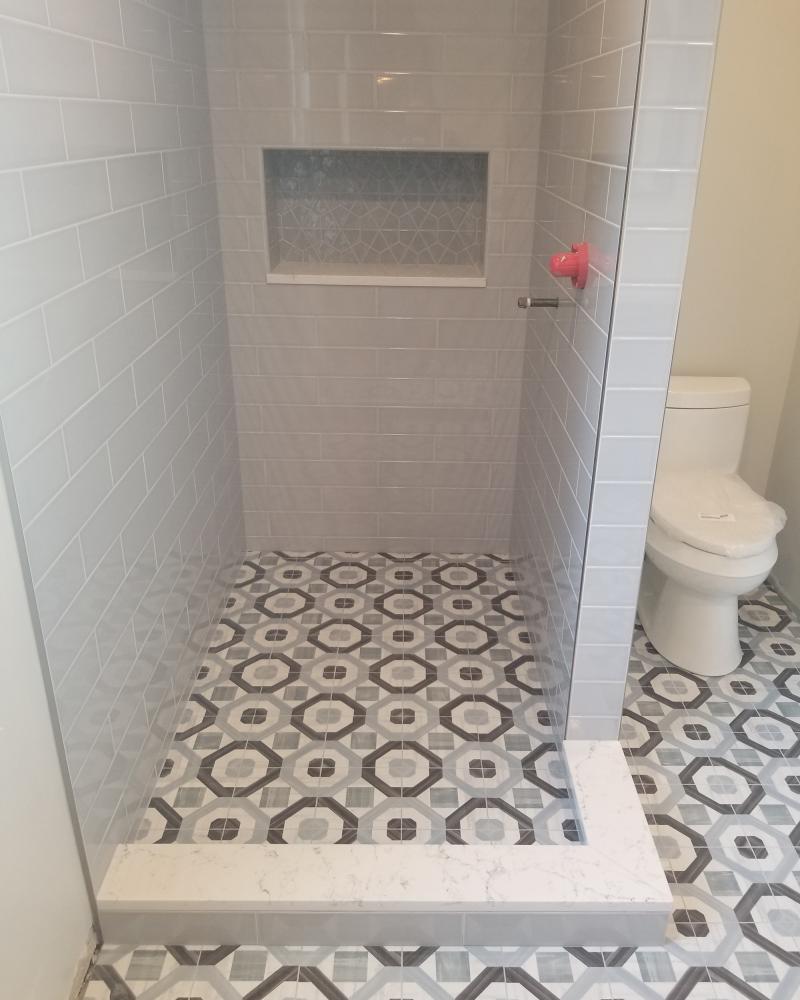 Mixed Pattern Tiled Shower & Floor