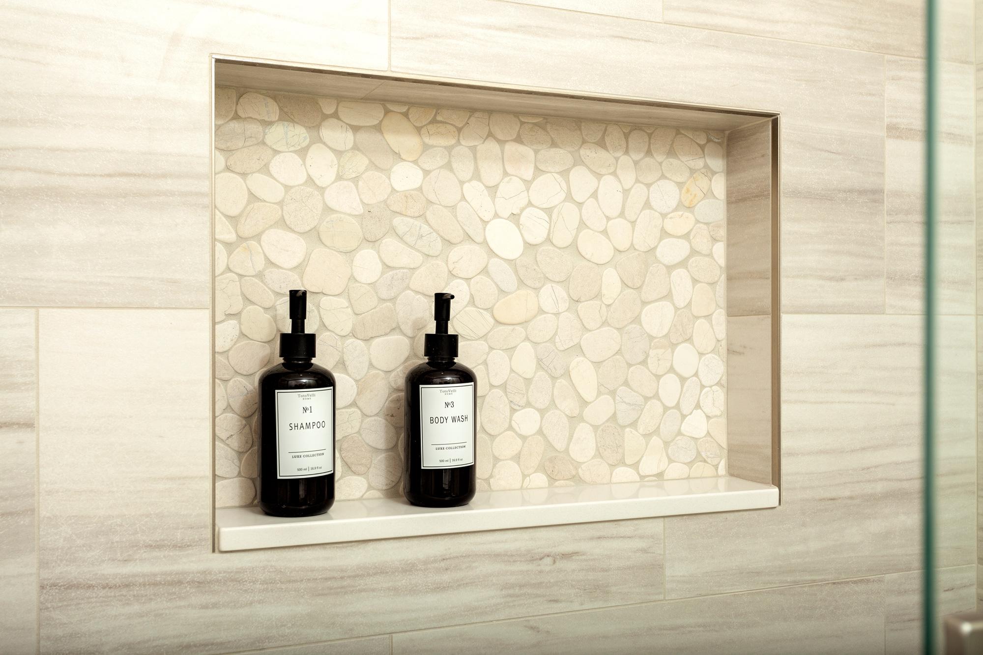 Pebbled Stone Shower Niche