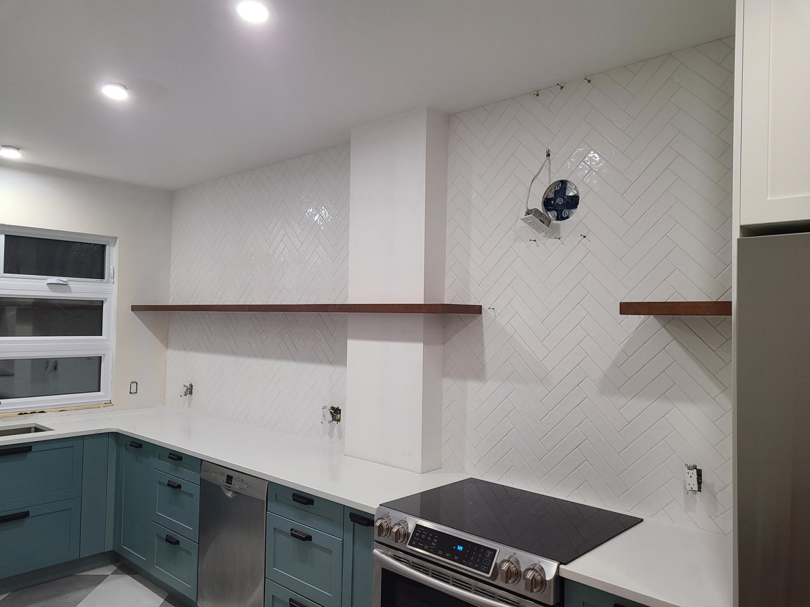 Herringbone Tile Kitchen Backsplash